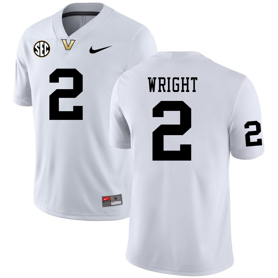 Vanderbilt Commodores #2 De'Rickey Wright College Football Jerseys Sale Stitched-White